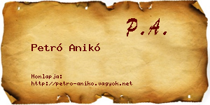 Petró Anikó névjegykártya